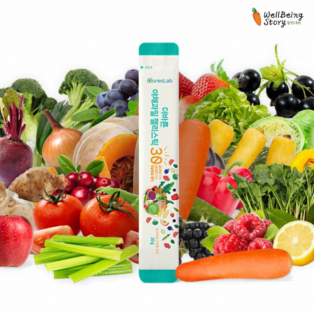 Pureslab 30 types of Vegetable and Fruit Vitamin Jelly Sticks for kids, 20g x 10